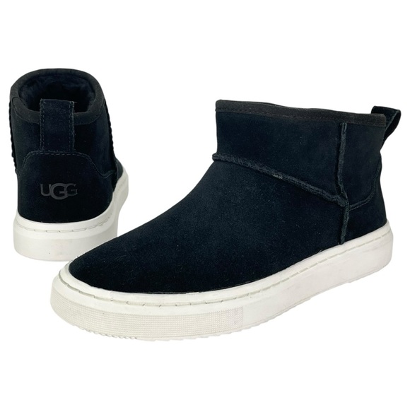 UGG Alameda Black Leather Womens Mini Boots Size 6M - Picture 7 of 11